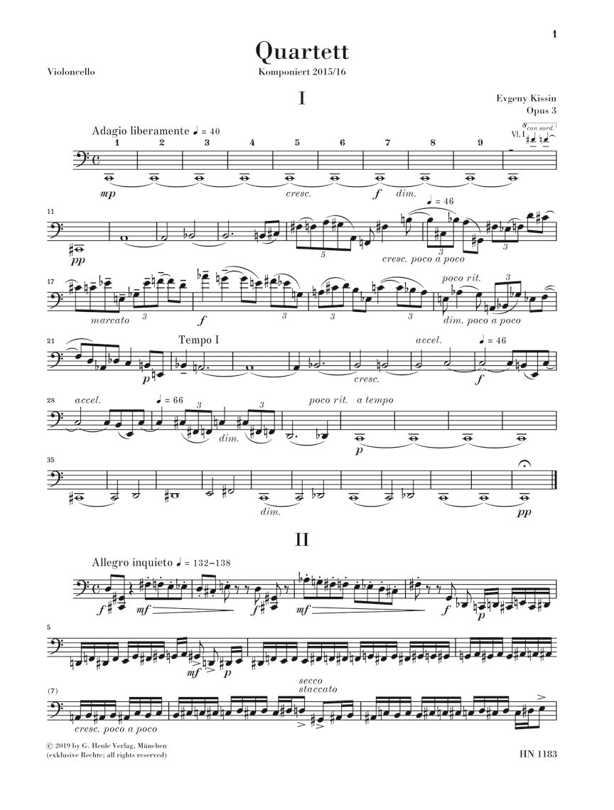キーシン:弦楽四重奏曲 op. 3