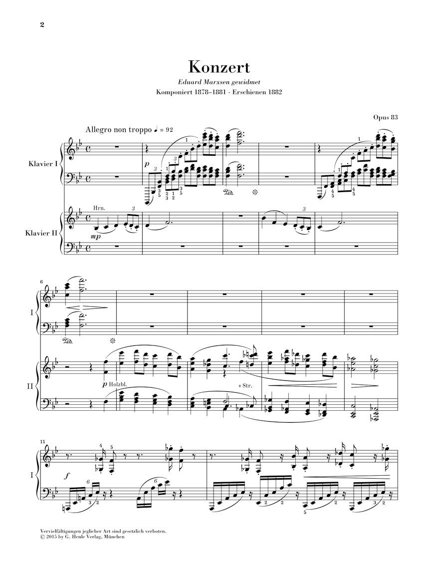 ブラームス:ピアノ協奏曲 第2番 変ロ長調 op. 83