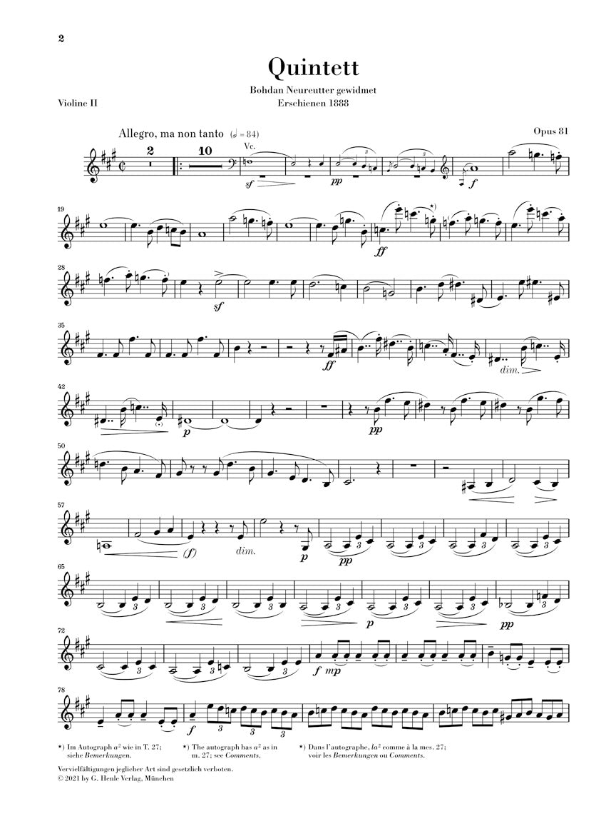 ドヴォルザーク:ピアノ五重奏曲 イ長調 op. 81