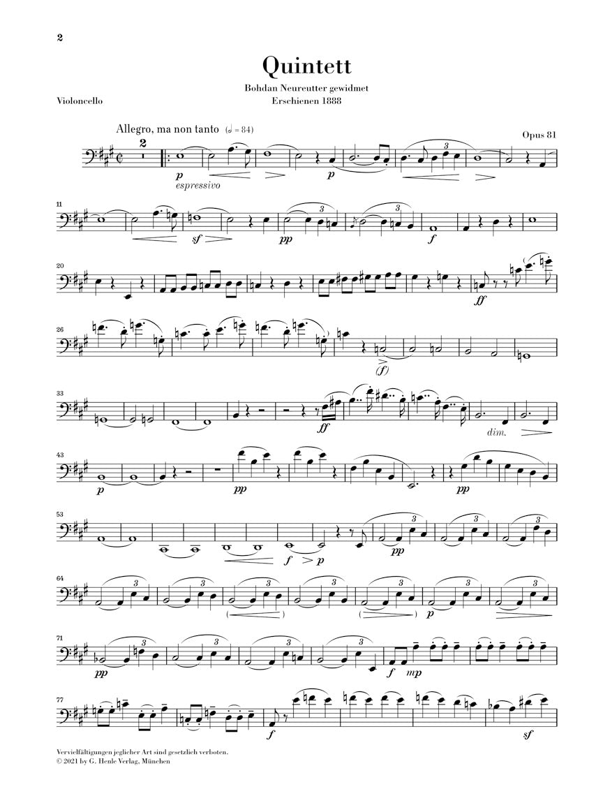 ドヴォルザーク:ピアノ五重奏曲 イ長調 op. 81