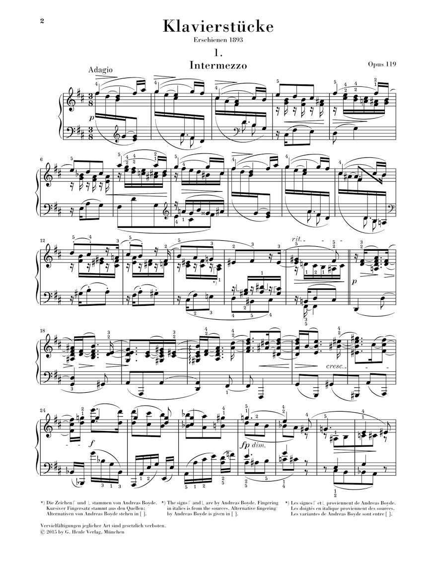 ブラームス:4つの小品 op. 119