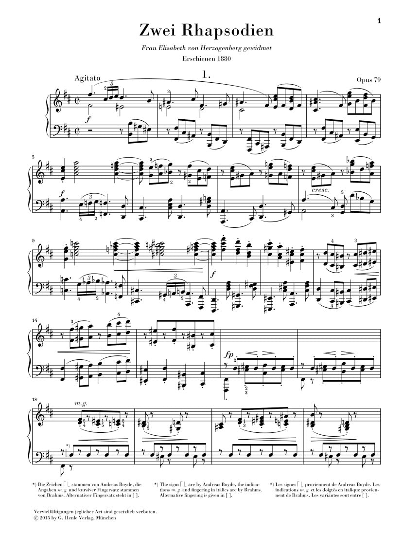 ブラームス:2つのラプソディ(狂詩曲) op. 79