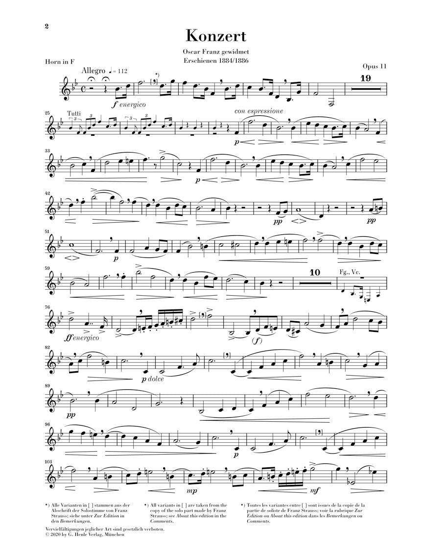 シュトラウス:ホルン協奏曲 第1番 変ホ長調 op. 11