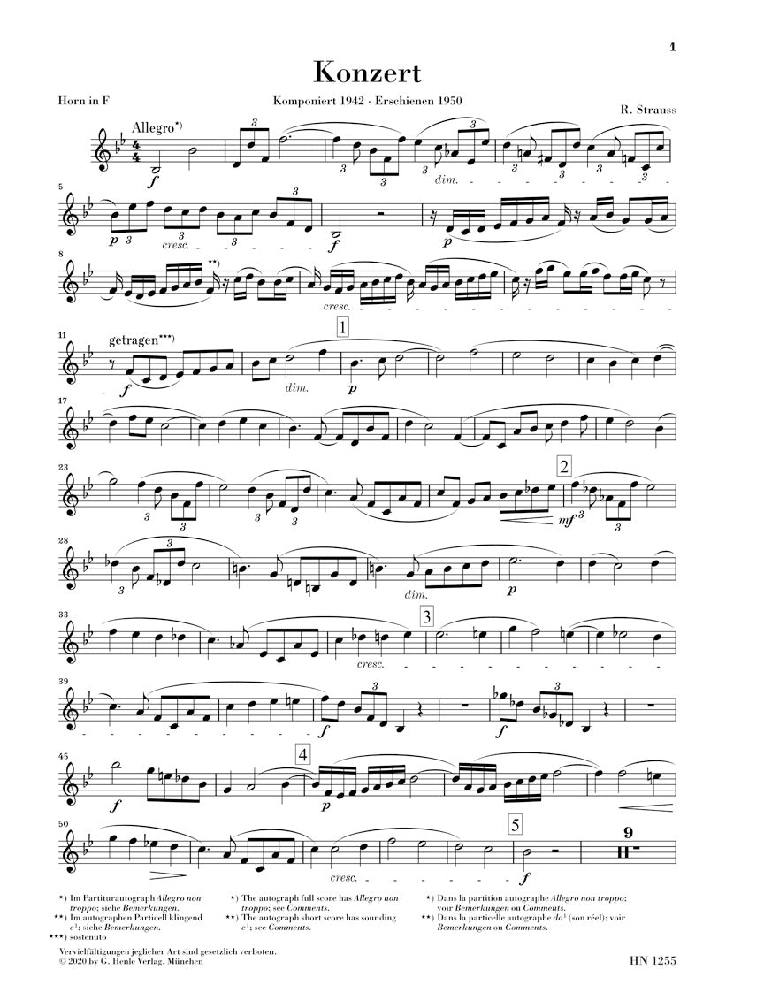 シュトラウス:ホルン協奏曲 第2番 変ホ長調 op. 86