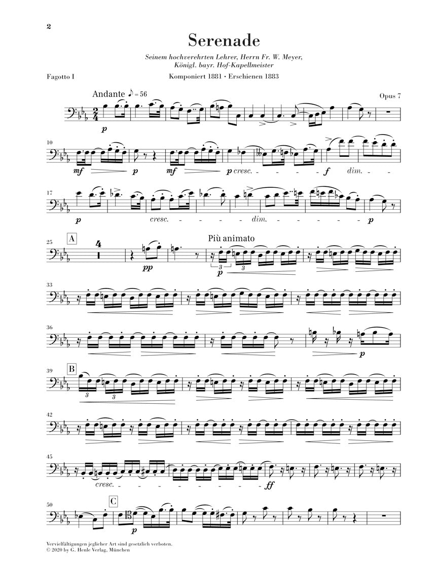 シュトラウス:管楽合奏のためのセレナード 変ホ長調 op. 7