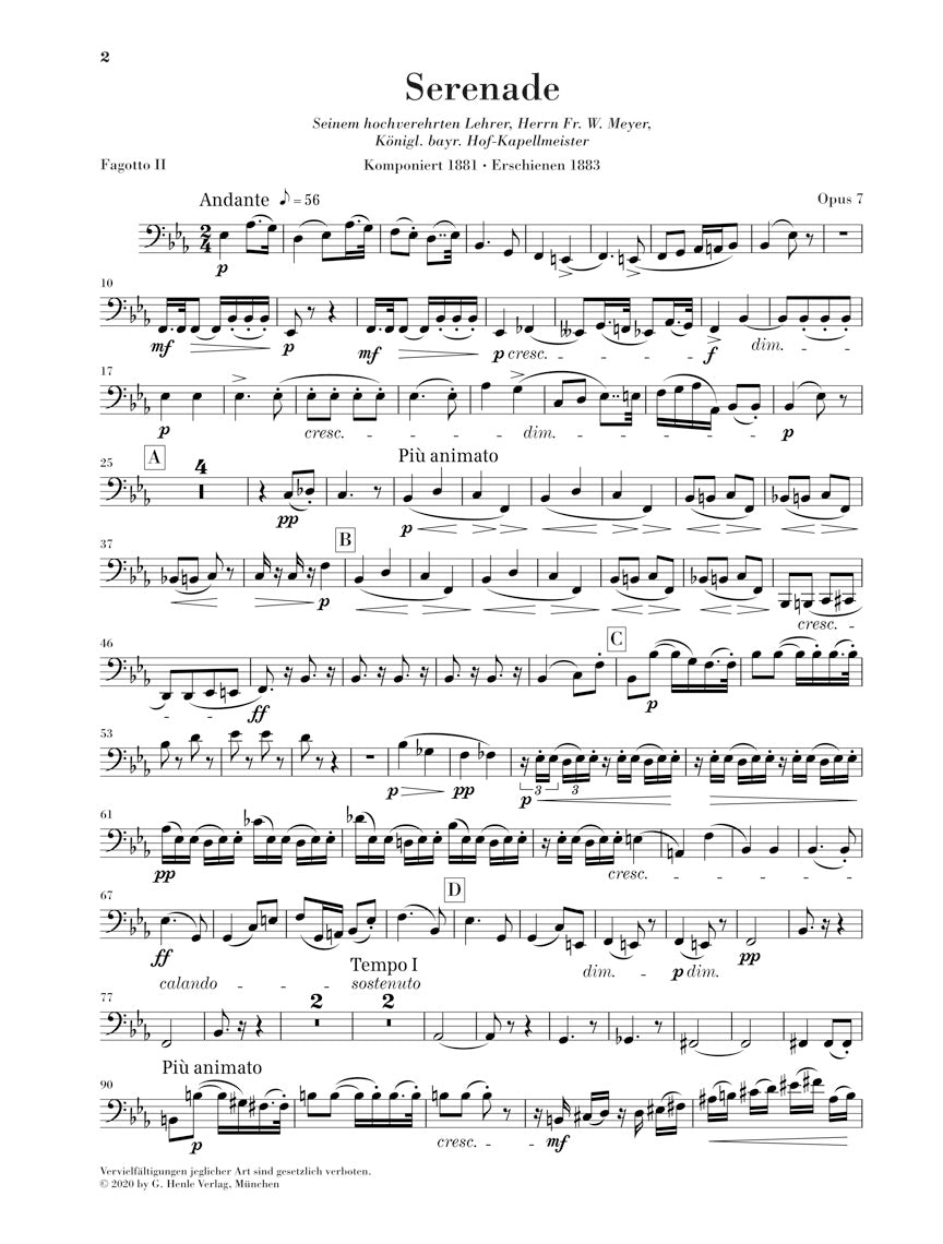 シュトラウス:管楽合奏のためのセレナード 変ホ長調 op. 7