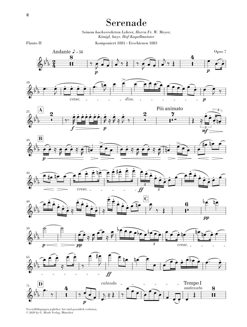 シュトラウス:管楽合奏のためのセレナード 変ホ長調 op. 7