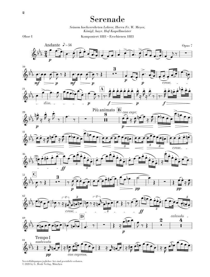 シュトラウス:管楽合奏のためのセレナード 変ホ長調 op. 7