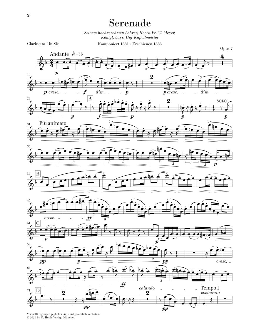 シュトラウス:管楽合奏のためのセレナード 変ホ長調 op. 7