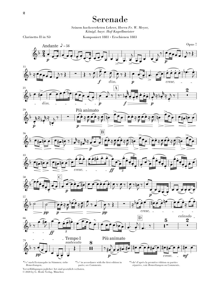シュトラウス:管楽合奏のためのセレナード 変ホ長調 op. 7