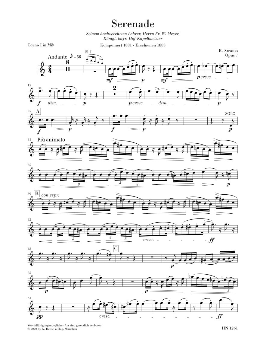 シュトラウス:管楽合奏のためのセレナード 変ホ長調 op. 7