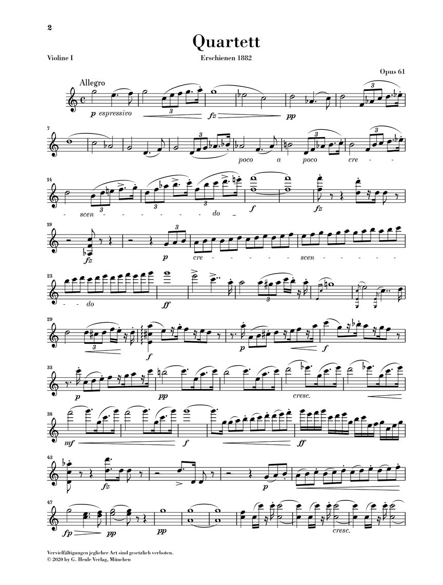 ドヴォルザーク:弦楽四重奏曲 第11番 ハ長調 op. 61