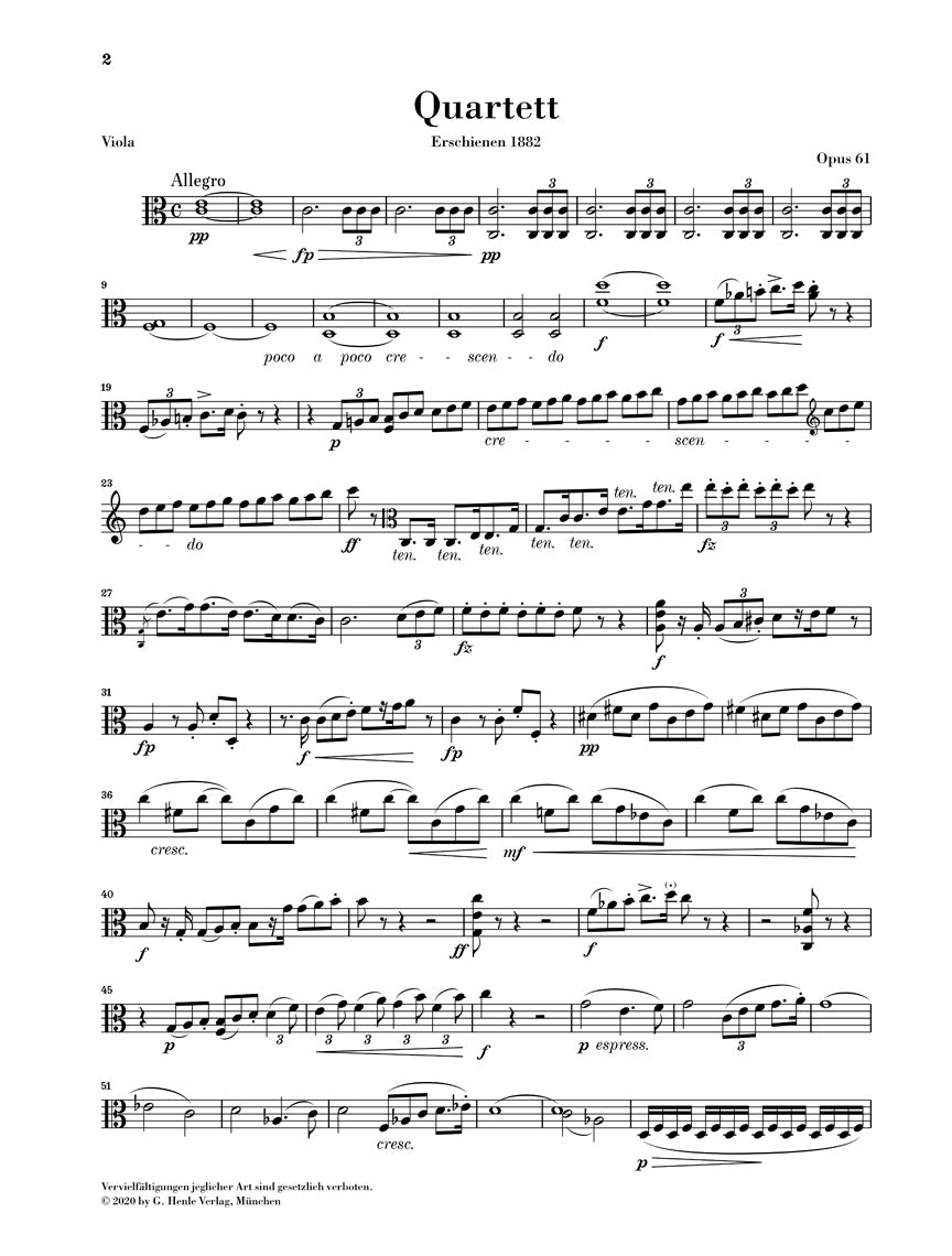 ドヴォルザーク:弦楽四重奏曲 第11番 ハ長調 op. 61
