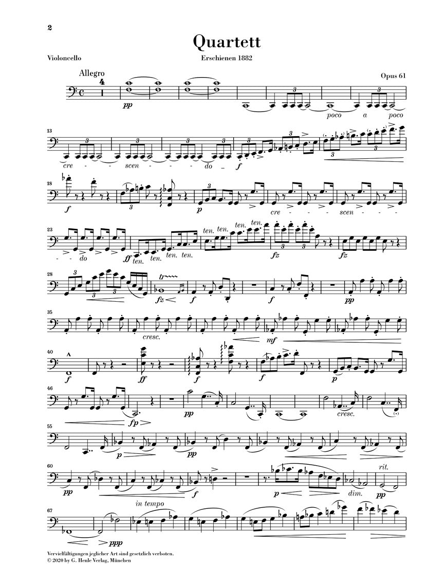 ドヴォルザーク:弦楽四重奏曲 第11番 ハ長調 op. 61
