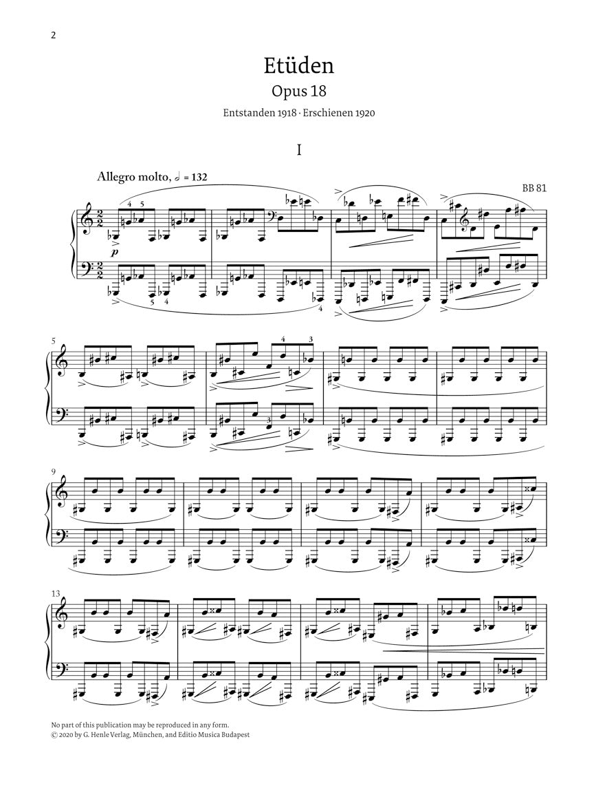 バルトーク:練習曲集 op. 18