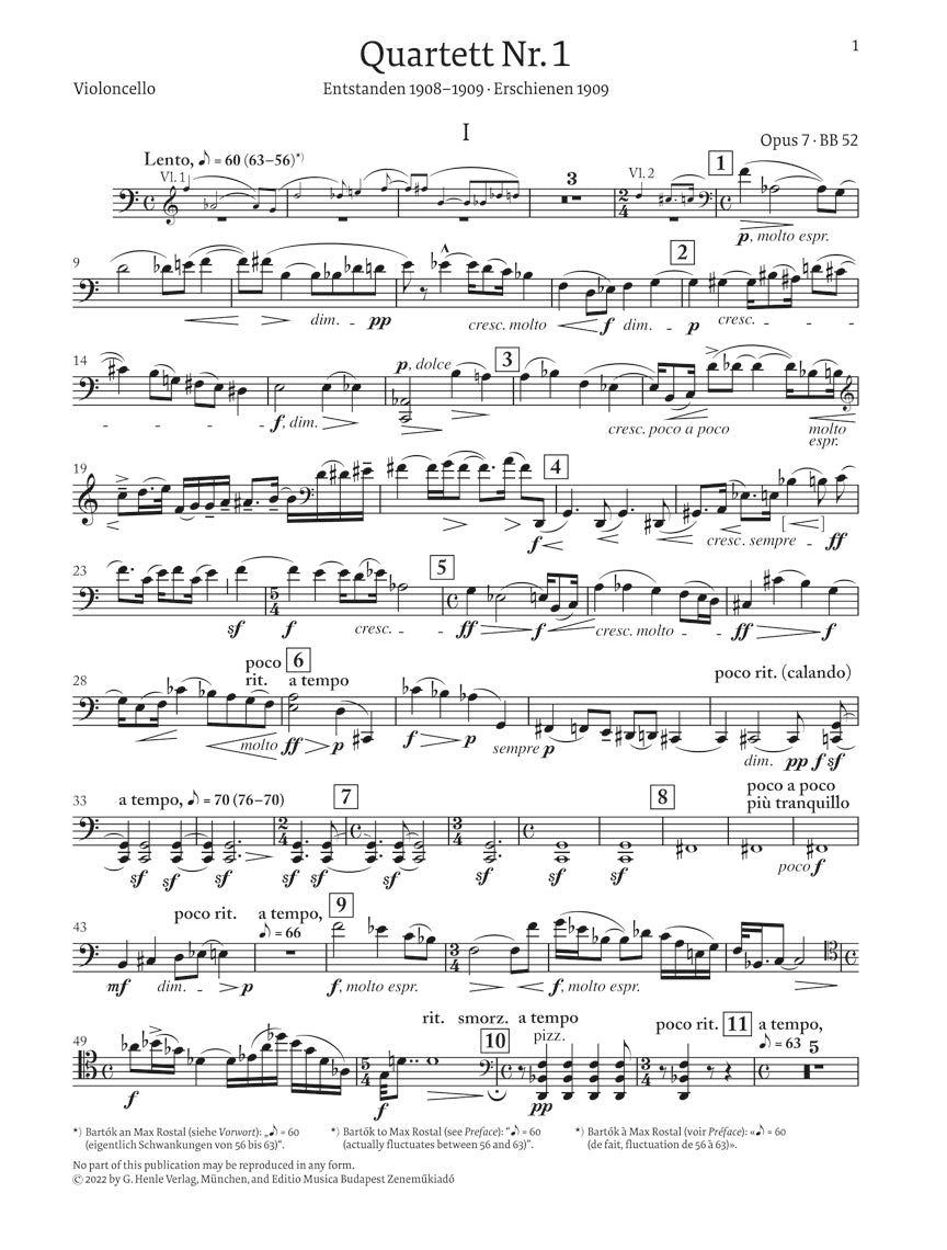 バルトーク:弦楽四重奏曲 第1番 op. 7