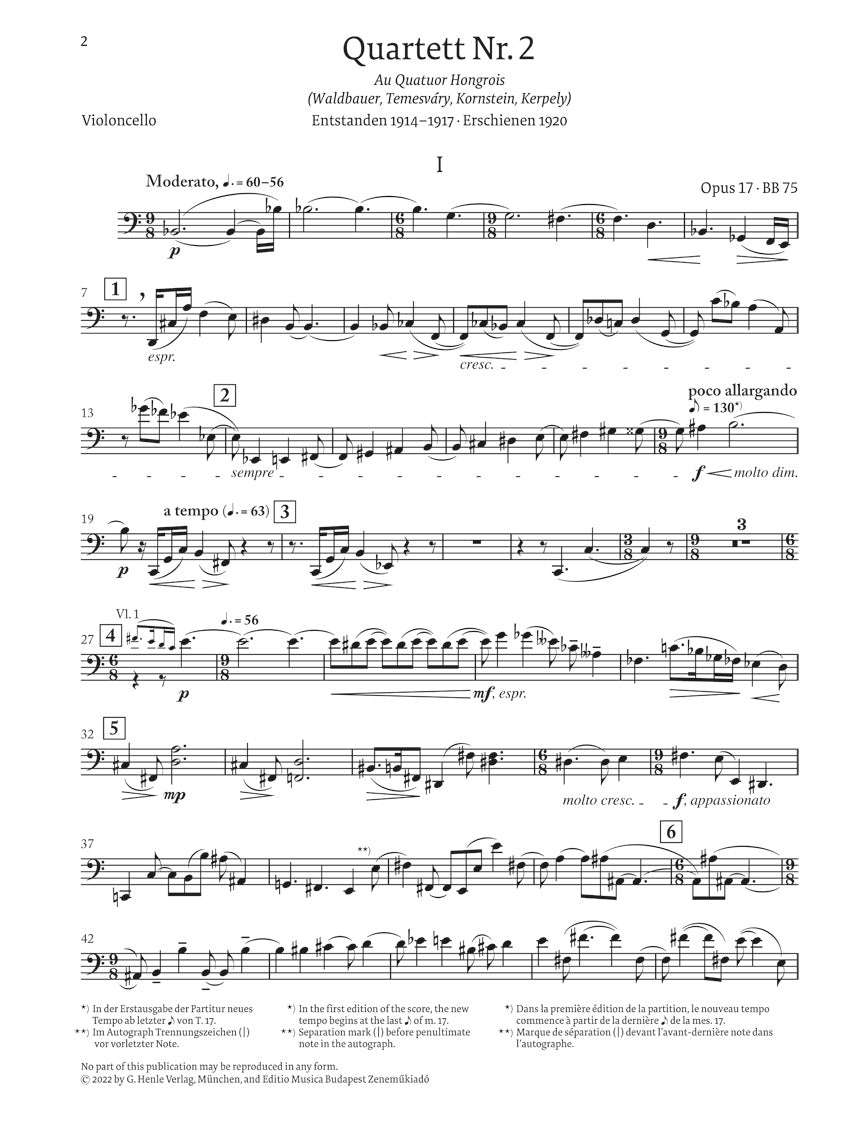 バルトーク:弦楽四重奏曲 第2番 op. 17