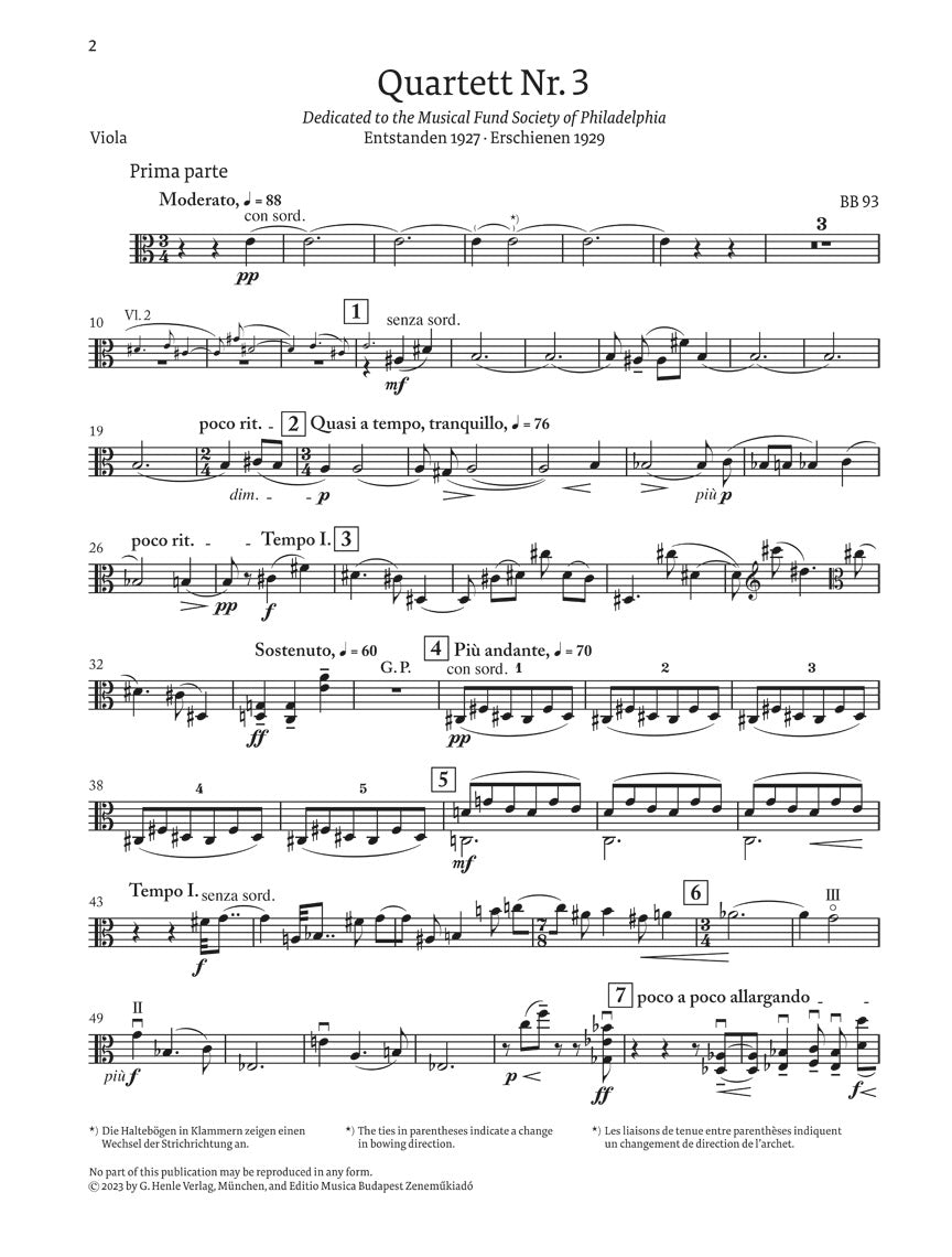 バルトーク:弦楽四重奏曲 第3番