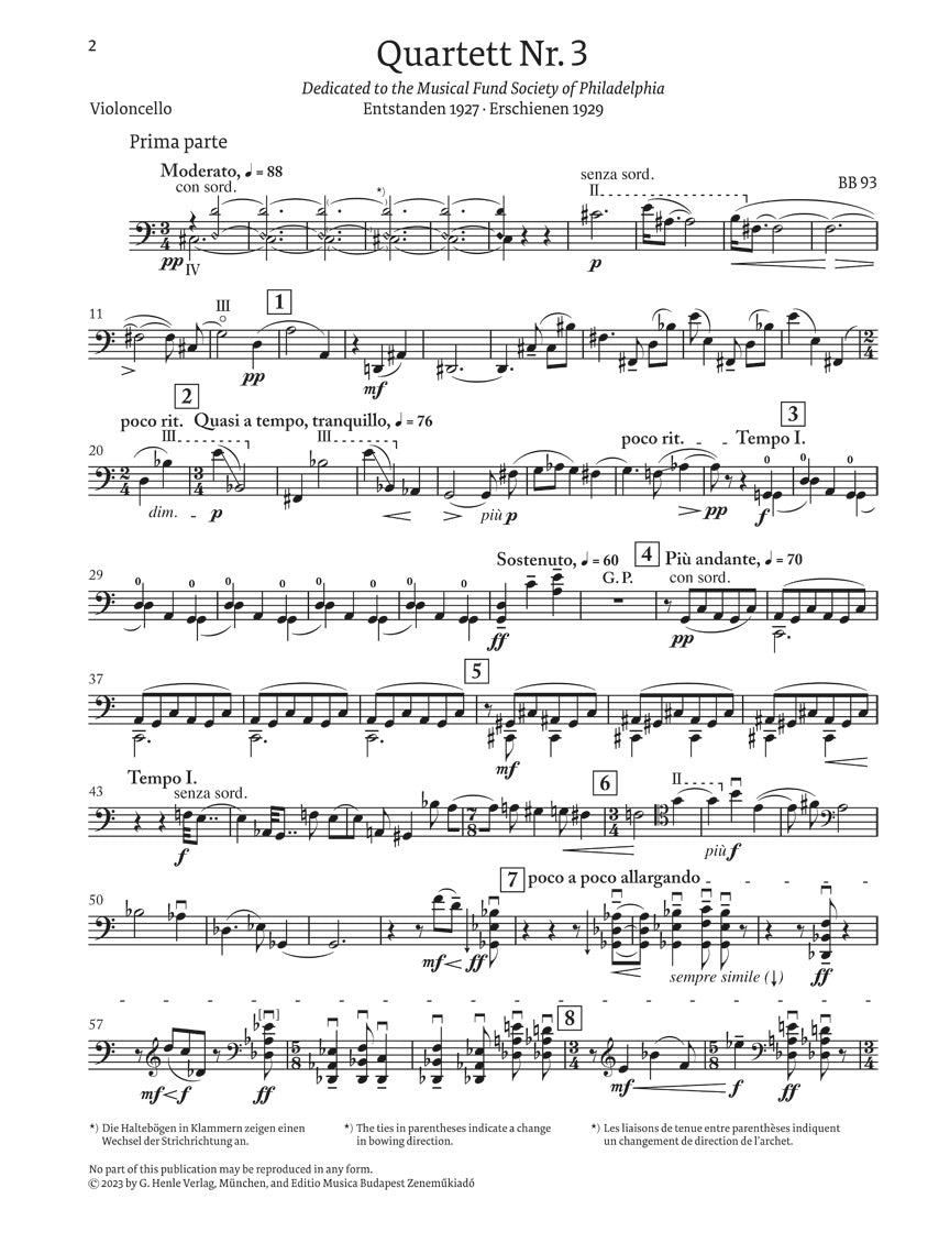バルトーク:弦楽四重奏曲 第3番