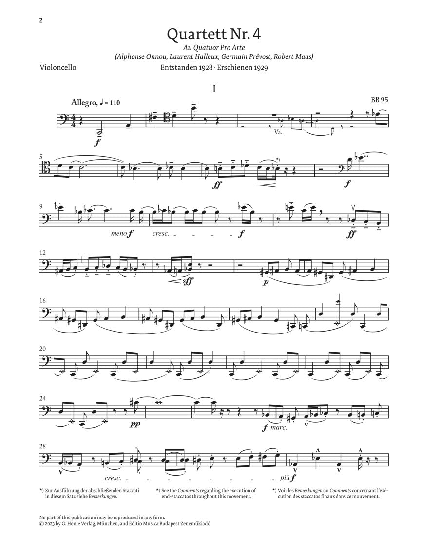 バルトーク:弦楽四重奏曲 第4番