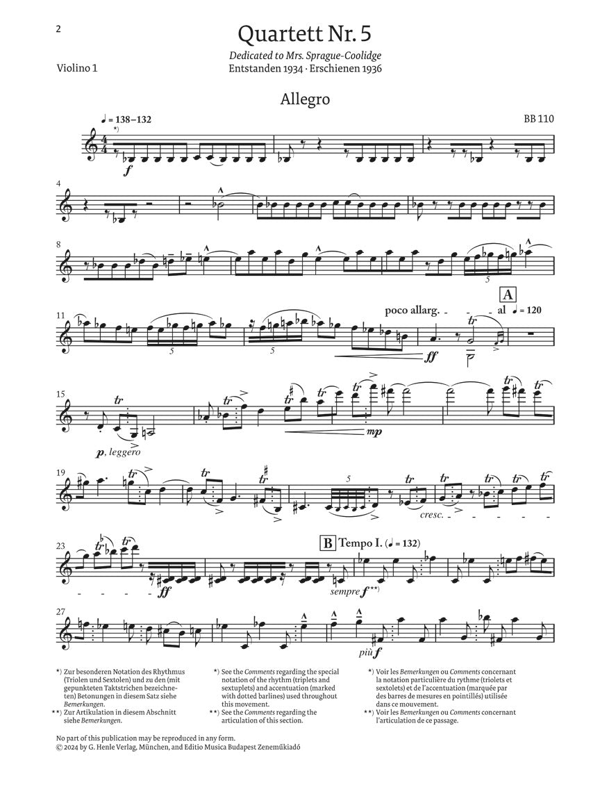 バルトーク:弦楽四重奏曲第5番 Sz.102