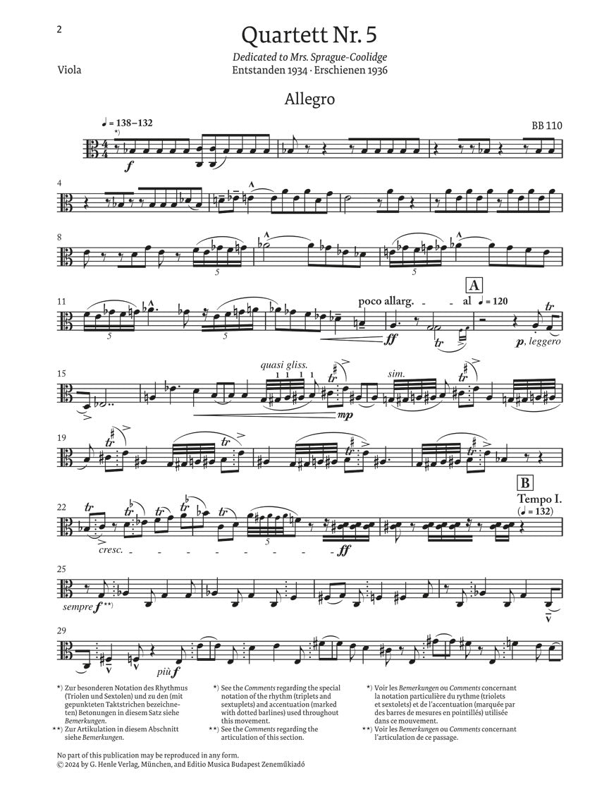 バルトーク:弦楽四重奏曲第5番 Sz.102