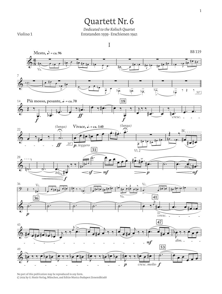 バルトーク:弦楽四重奏曲第6番 Sz.114