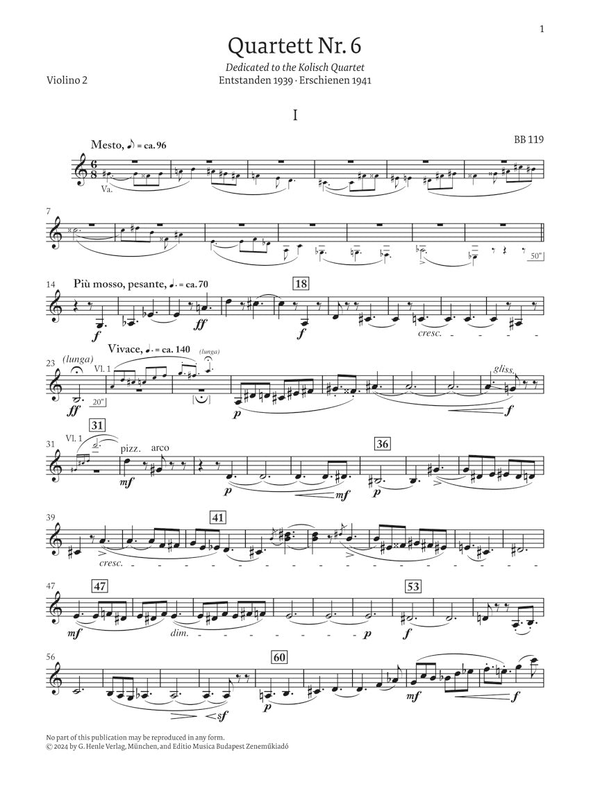 バルトーク:弦楽四重奏曲第6番 Sz.114