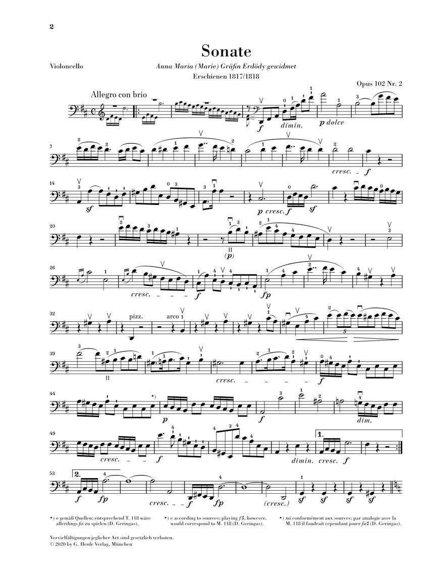 ベートーヴェン:チェロ・ソナタ 第5番 ニ長調 op. 102 - 2