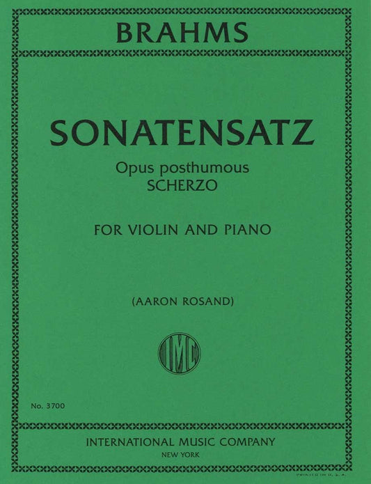 ブラームス:「F.A.E.ソナタ」からの楽章(スケルツォ)ハ短調 WoO 2