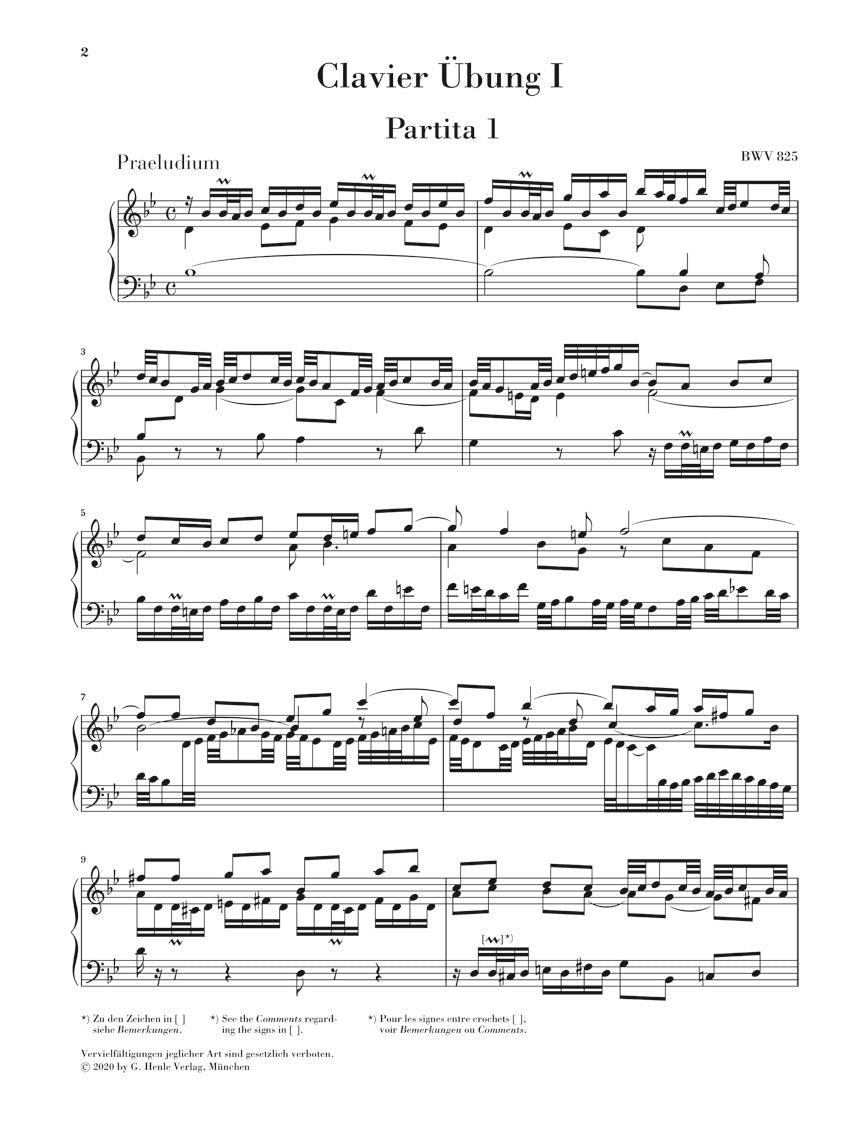 バッハ:パルティータ全曲 BWV 825 - 830(運指なし)