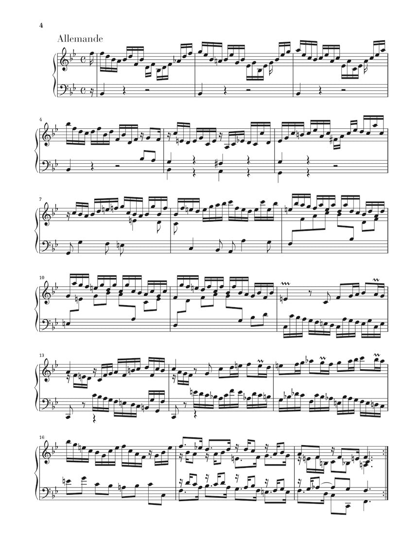 バッハ:パルティータ全曲 BWV 825 - 830(運指なし)
