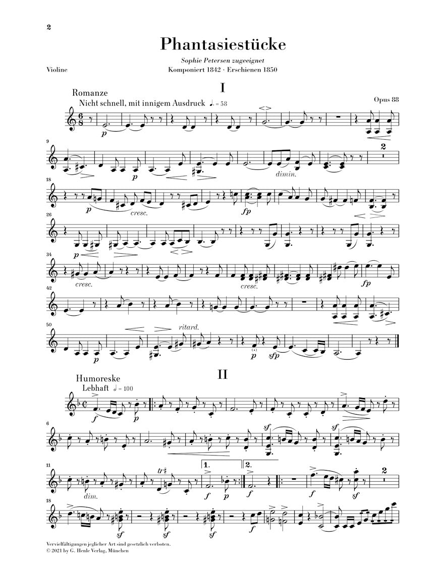 シューマン:幻想小曲集 イ短調 op. 88