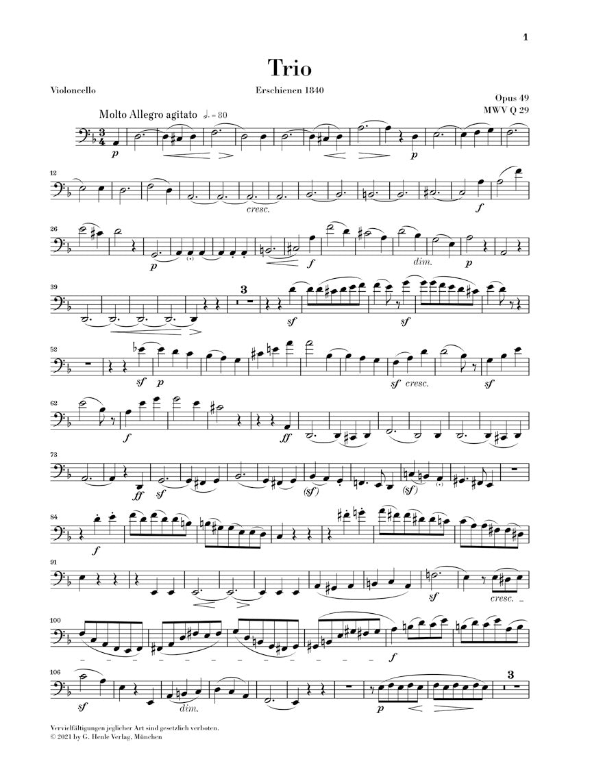 メンデルスゾーン:ピアノ三重奏曲 第1番 ニ短調 op. 49