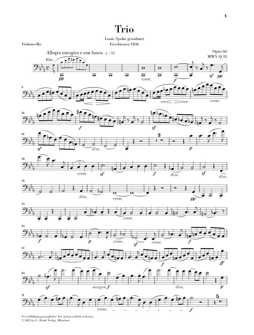 メンデルスゾーン:ピアノ三重奏曲 第2番 ハ短調 op. 66