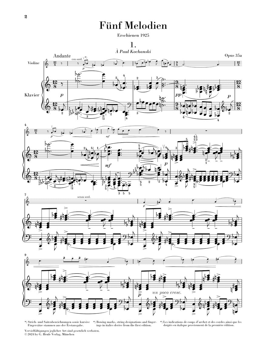 プロコフィエフ:5つの小品(ヴァイオリンとピアノのための)Op.35a