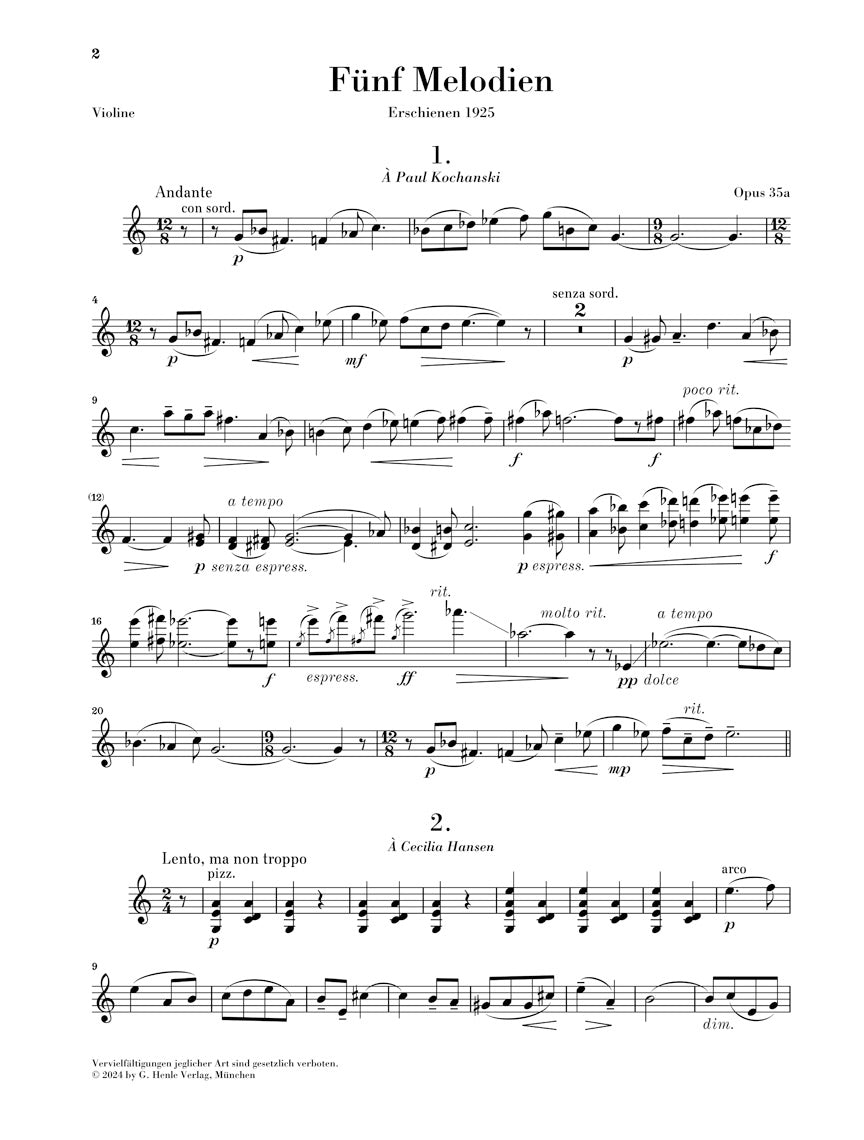 プロコフィエフ:5つの小品(ヴァイオリンとピアノのための)Op.35a