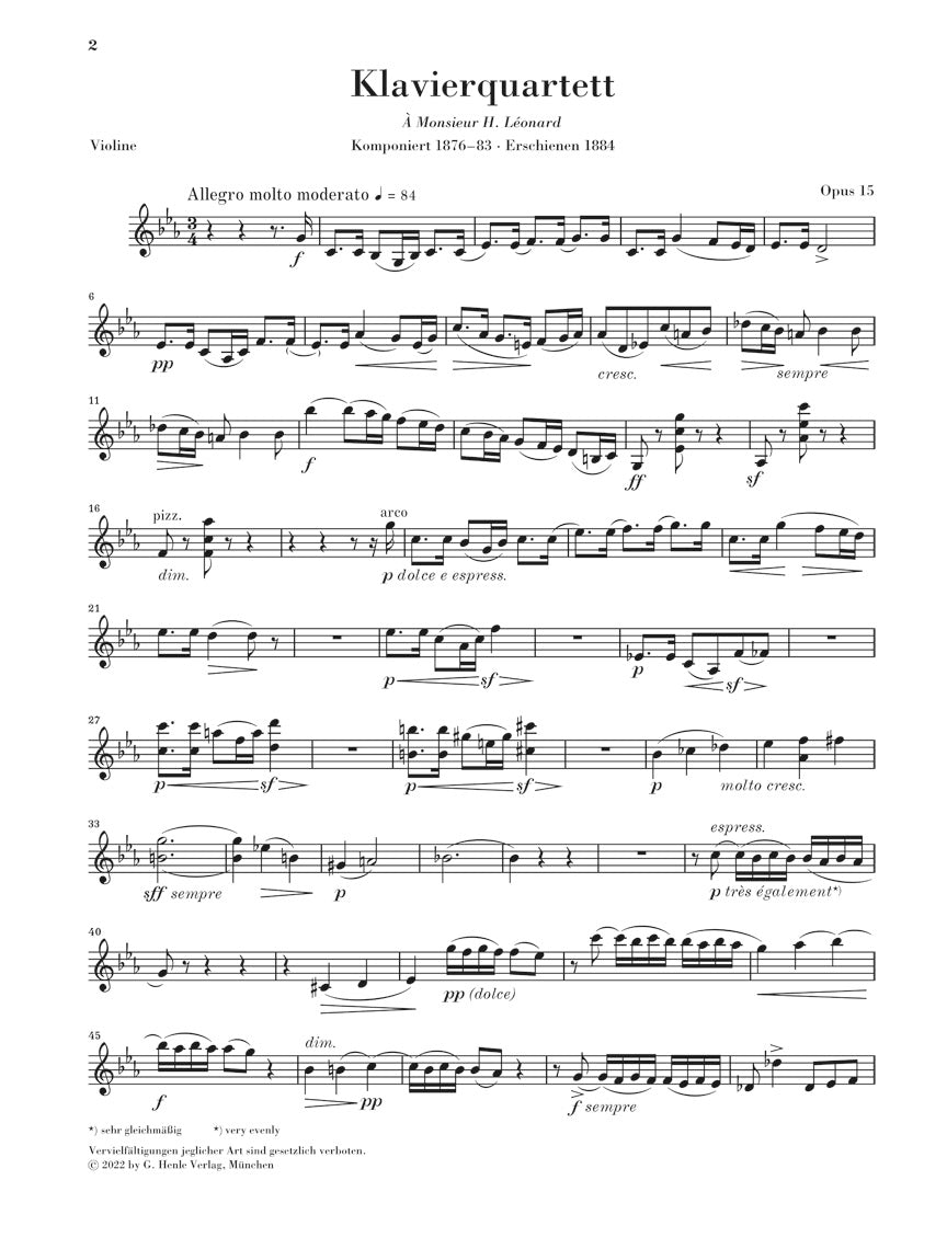 フォーレ:ピアノ四重奏曲 第1番 ハ短調 op. 15