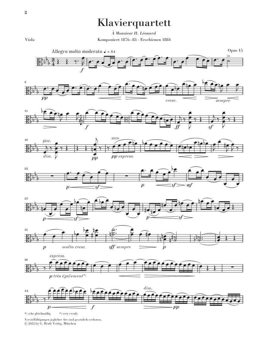 フォーレ:ピアノ四重奏曲 第1番 ハ短調 op. 15