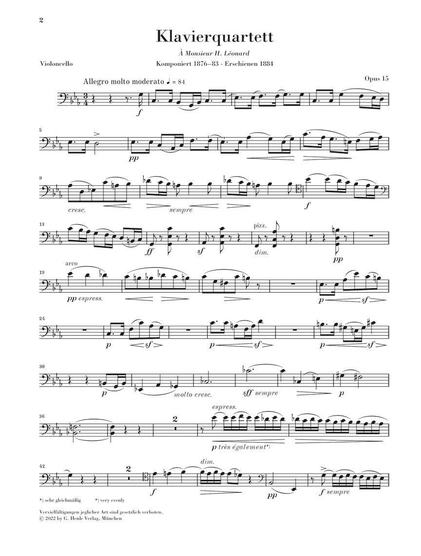 フォーレ:ピアノ四重奏曲 第1番 ハ短調 op. 15