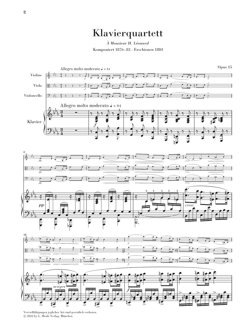 フォーレ:ピアノ四重奏曲 第1番 ハ短調 op. 15