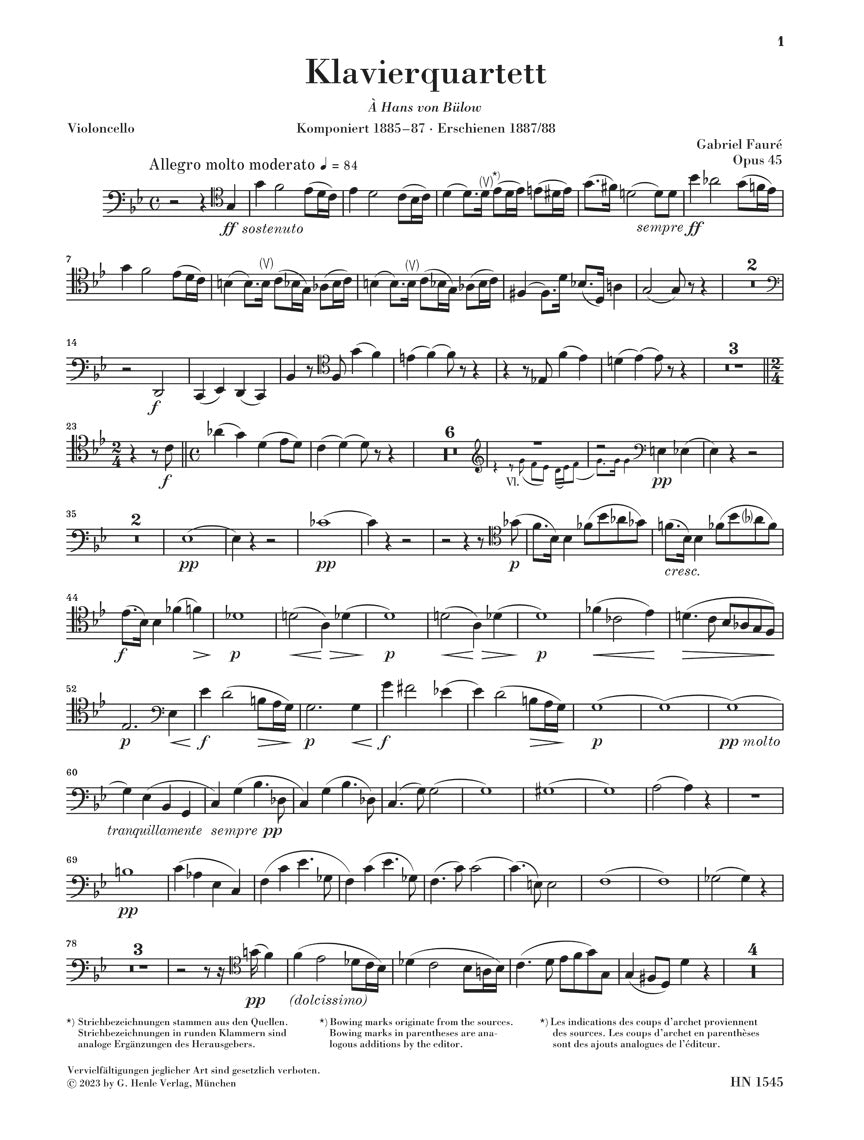 フォーレ:ピアノ四重奏曲 第2番 ト短調 op. 45