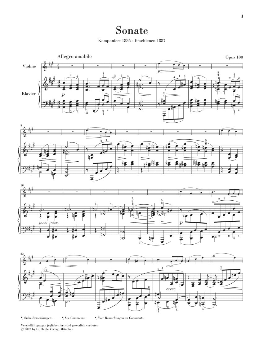 ブラームス:ヴァイオリン・ソナタ 第2番 イ長調 op. 100