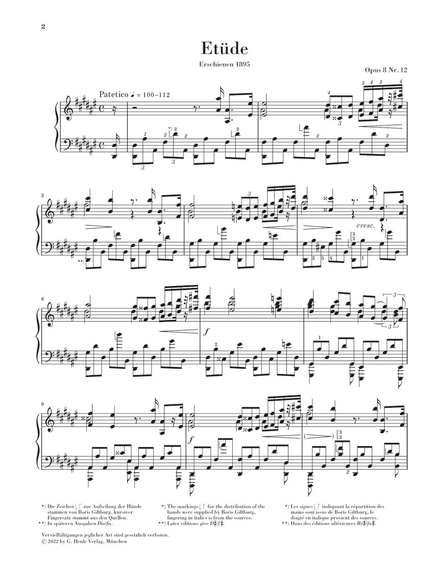 スクリャービン:練習曲 嬰ニ短調 op. 8 Nr. 12