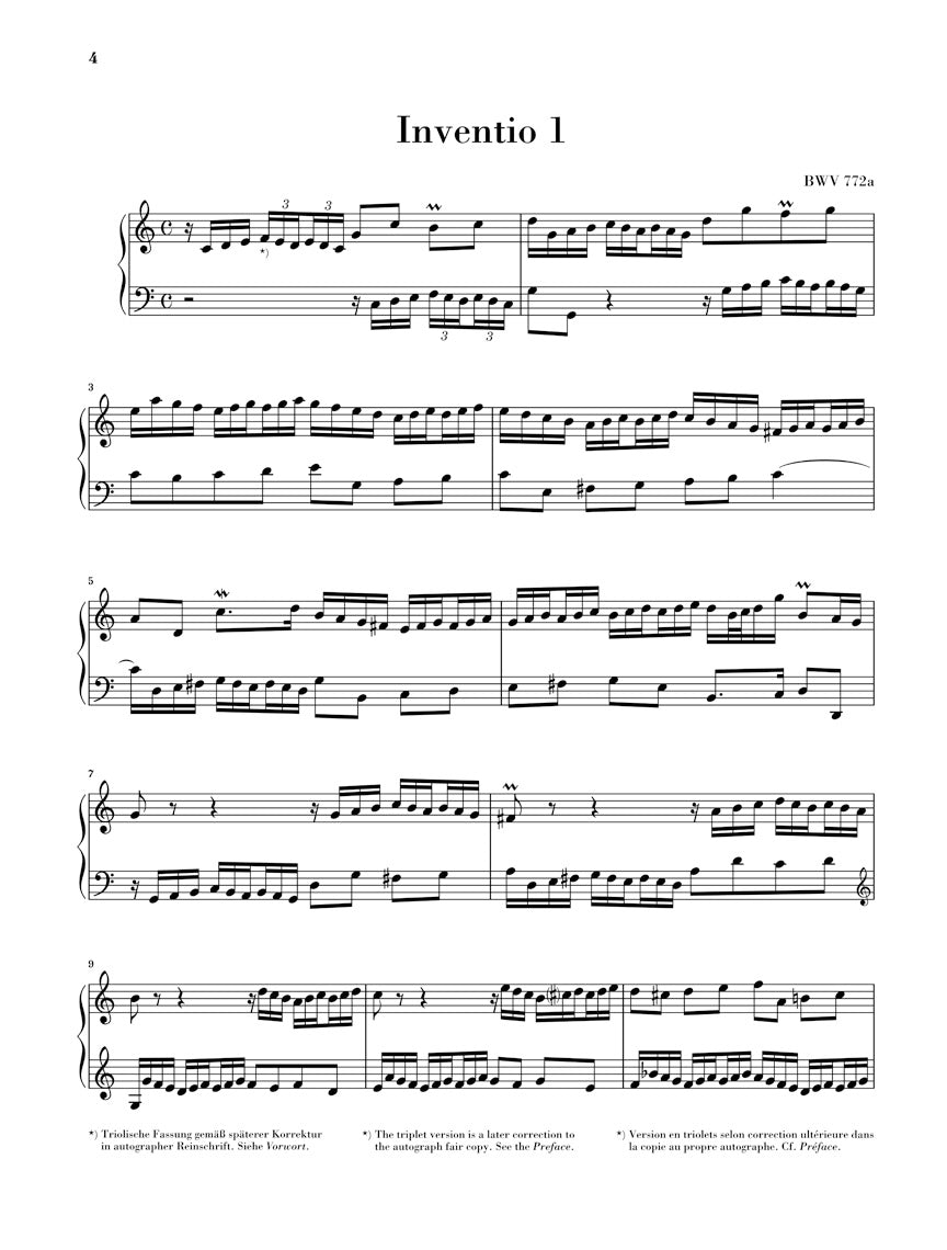 バッハ:インヴェンションとシンフォニア BWV 772 - 801(運指なし)