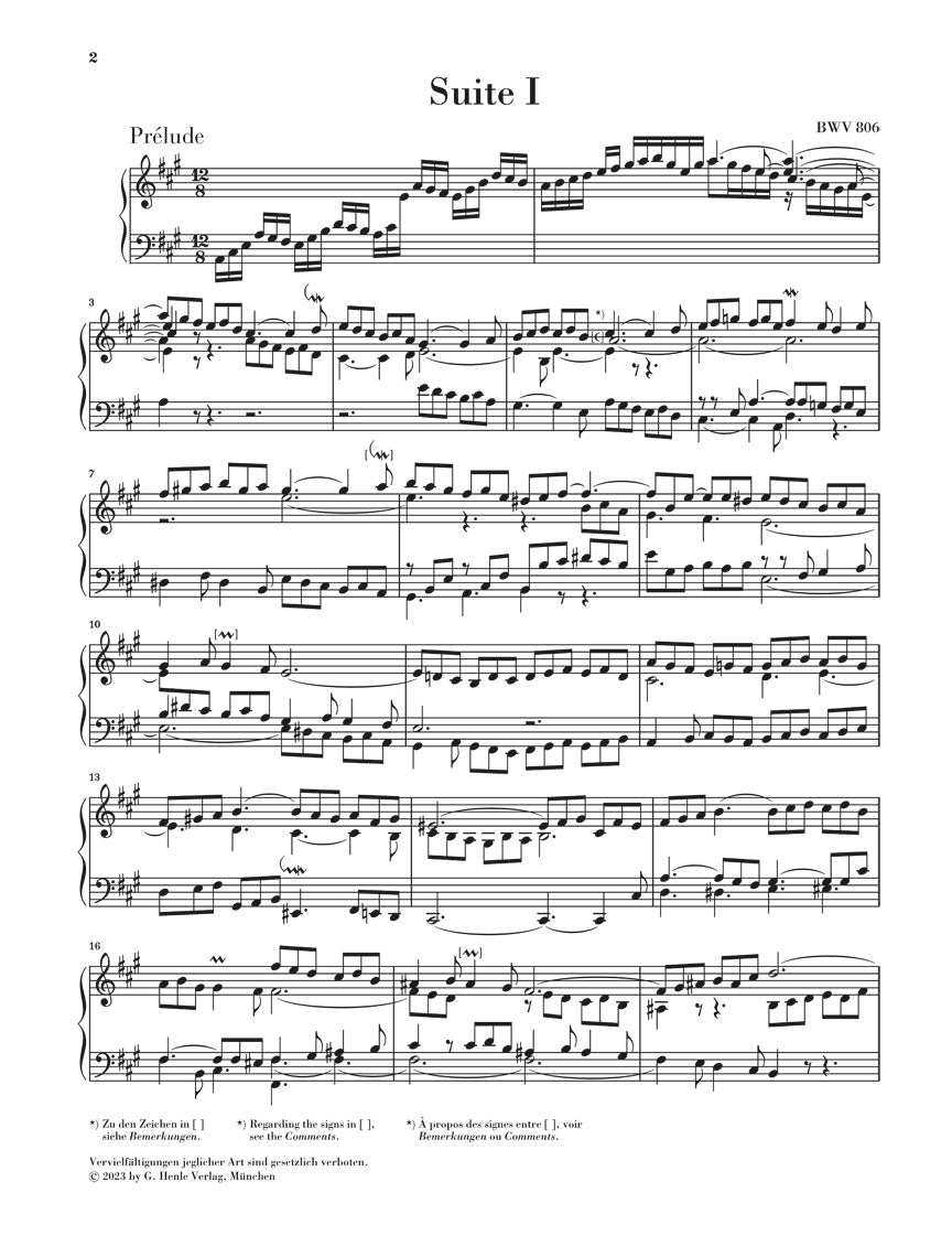 バッハ:イギリス組曲 BWV 806 - 811(運指なし)