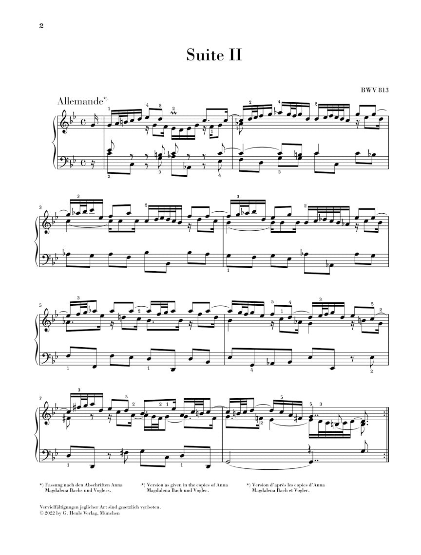 バッハ:フランス組曲 第2番 ハ短調 BWV 813