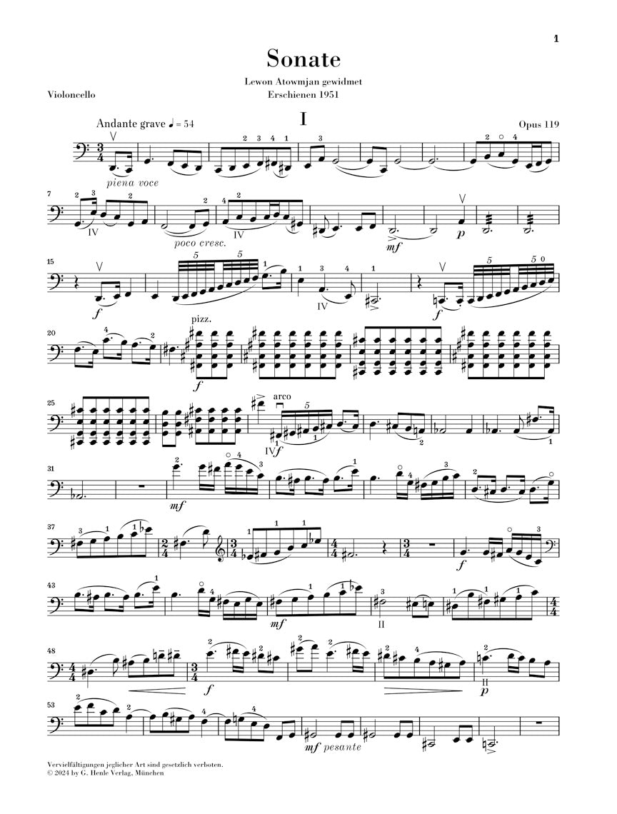 プロコフィエフ:チェロとピアノのためのソナタ op. 119