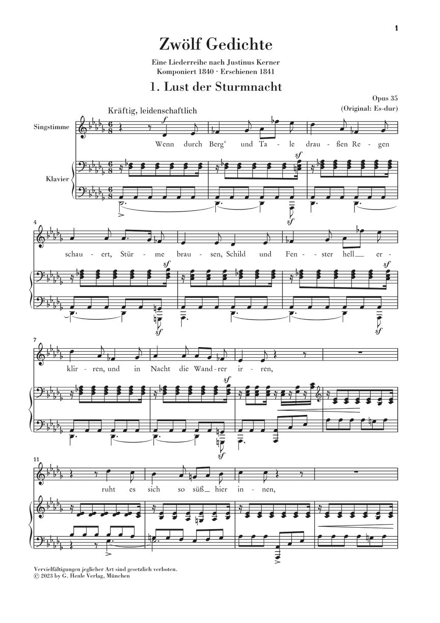 シューマン:ケルナーの詩による 12の歌 op. 35(中声用)