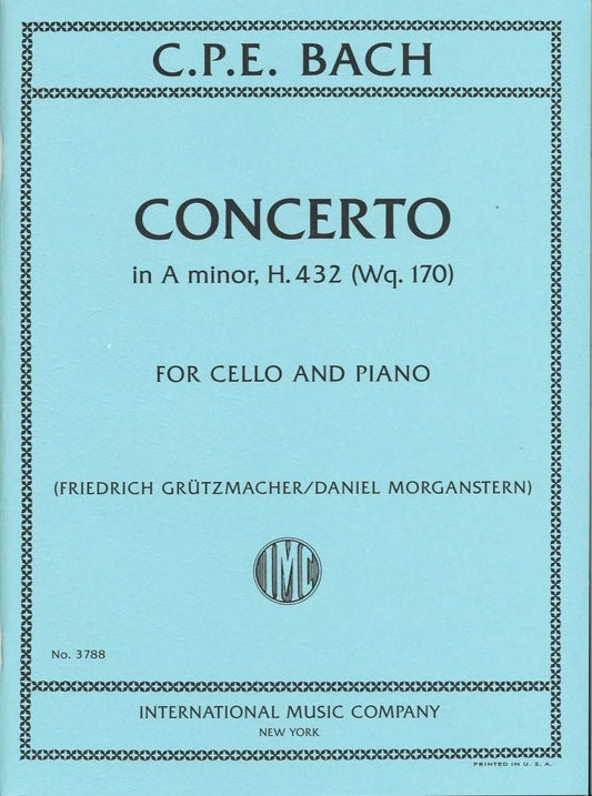 バッハ(カール・フィリップ・エマヌエル):チェロ協奏曲 イ短調 H 432(Wq 170)